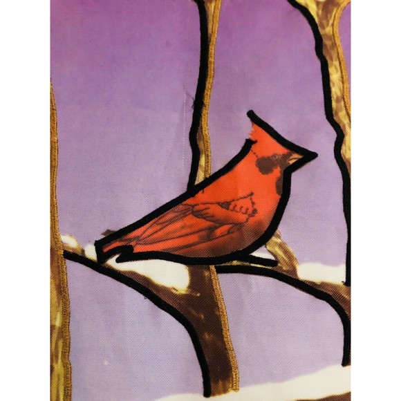 VTG Nylon Deer Fawn Cardinal Large House Porch Lawn Flag Banner approx 27”x 38” - Picture 3 of 11